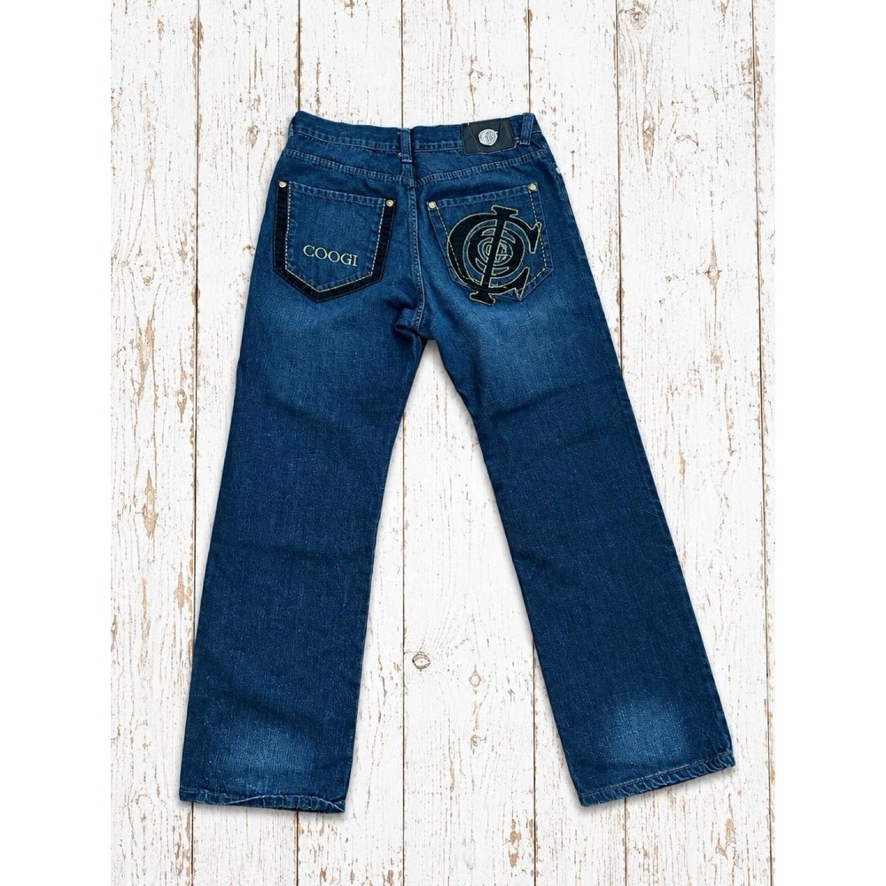 Vtg COOGI Baggy Embroidered Jeans Mens W34 Big Logo Y2K 31" Inseam